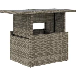Table basse de jardin relevable avec plateau en verre