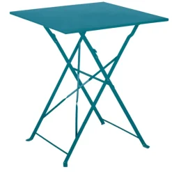 Table carrée de jardin pliante en acier