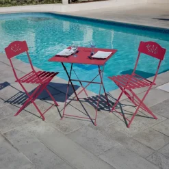 Table carrée de jardin pliante en acier