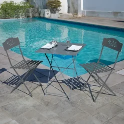 Table carrée de jardin pliante en acier