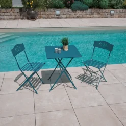 Table carrée de jardin pliante en acier