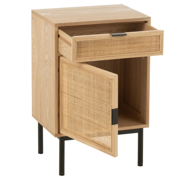 Table de chevet cannage bois