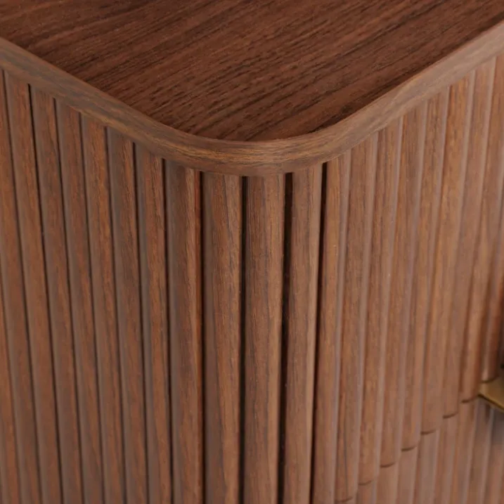 Table de chevet cannelé 2 tiroirs en bois