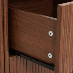 Table de chevet cannelé 2 tiroirs en bois