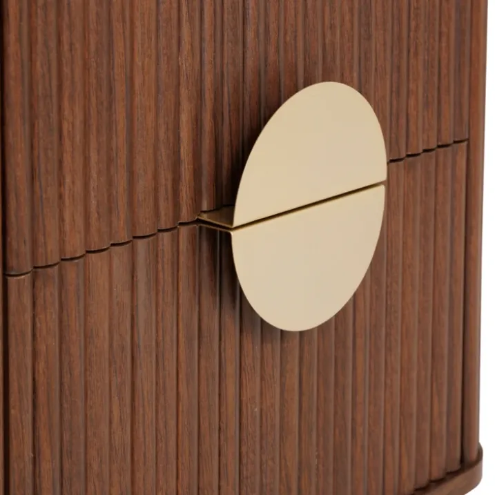 Table de chevet cannelé 2 tiroirs en bois