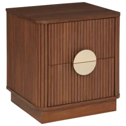 Table de chevet cannelé 2 tiroirs en bois