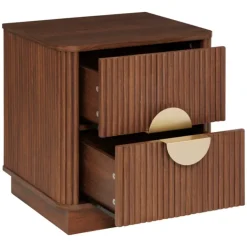Table de chevet cannelé 2 tiroirs en bois