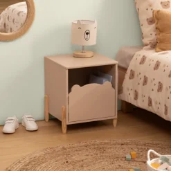 Table de chevet enfant forme ourson avec porte de rangement