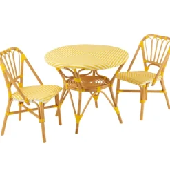Table de jardin en rotin et bambou tressé