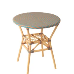 Table de jardin ronde en rotin tressé