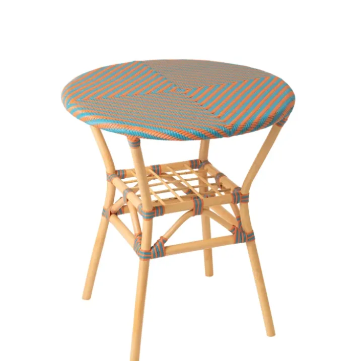Table de jardin ronde en rotin tressé