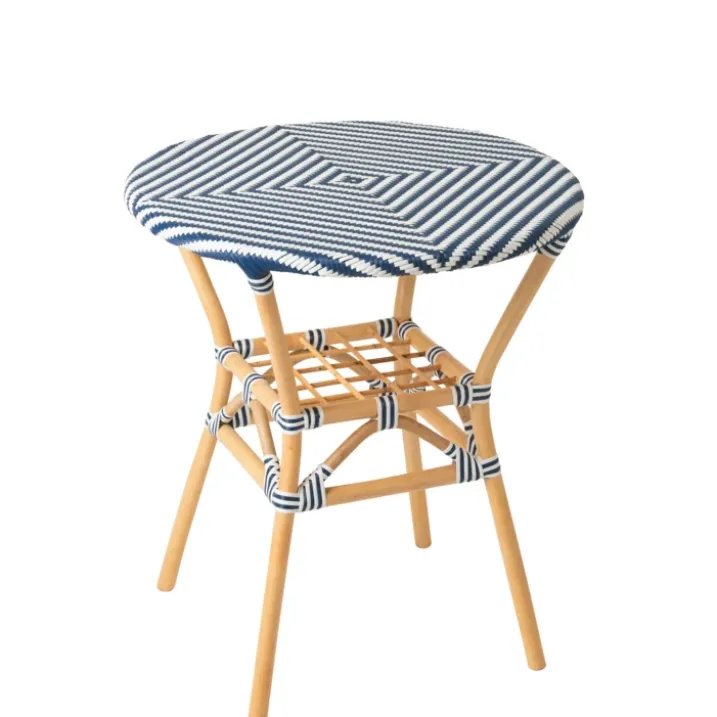 Table de jardin ronde en rotin tressé