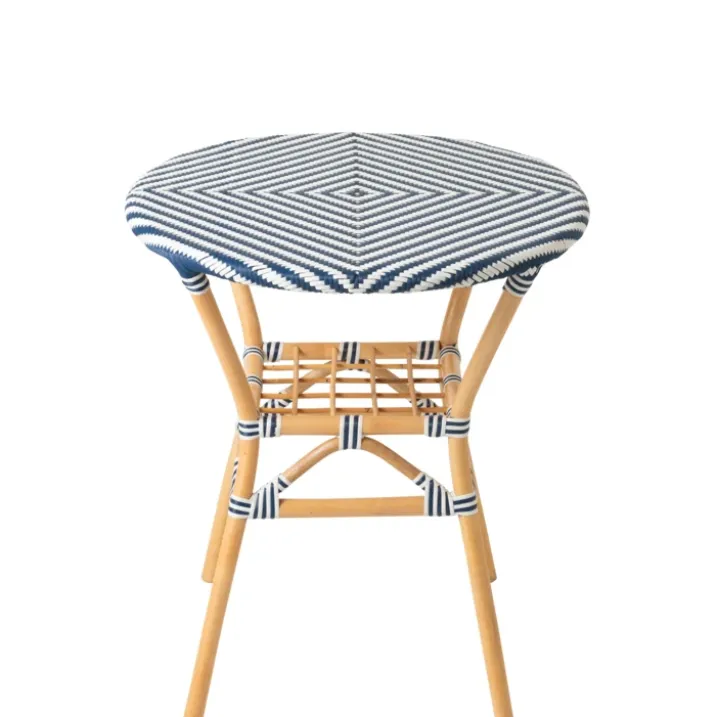 Table de jardin ronde en rotin tressé