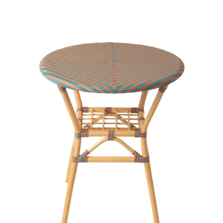 Table de jardin ronde en rotin tressé