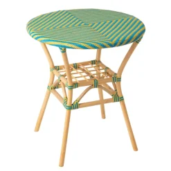 Table de jardin ronde en rotin tressé