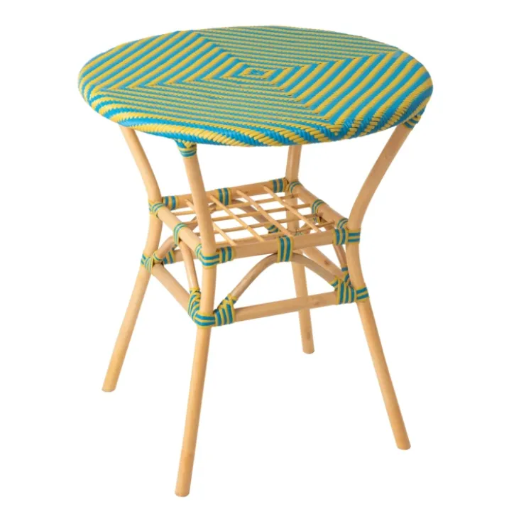 Table de jardin ronde en rotin tressé