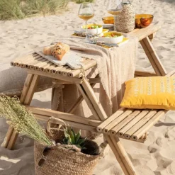 Table de pique-nique en bambou naturel