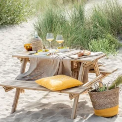 Table de pique-nique en bambou naturel