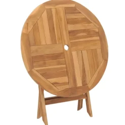 Table extérieur ronde pliante en bois