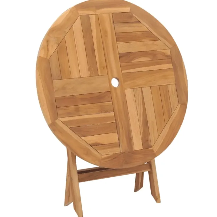 Table extérieur ronde pliante en bois