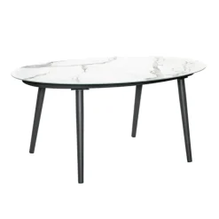 Table ovale à l'aspect marbre clair