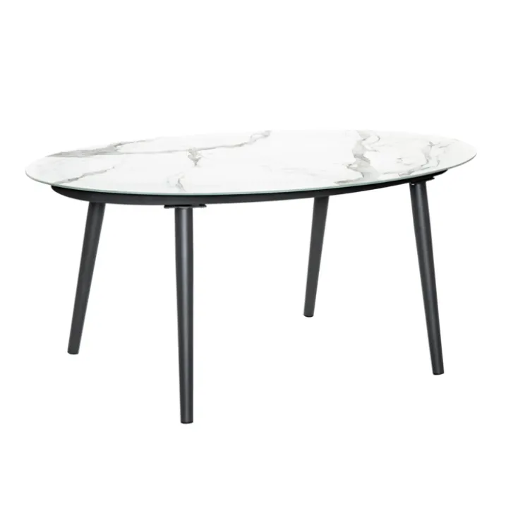 Table ovale à l'aspect marbre clair