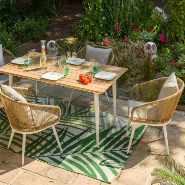 Table rectangulaire en acier et teck