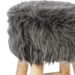Tabouret avec assise en fourrure