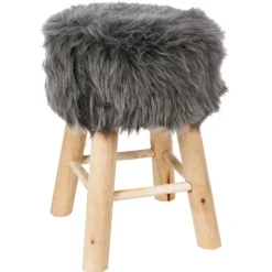 Tabouret avec assise en fourrure