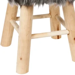 Tabouret avec assise en fourrure