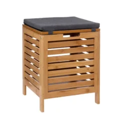 Tabouret coffre de rangement en bambou