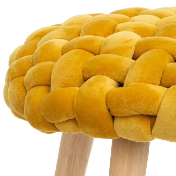 Tabouret déco en tricot de velours