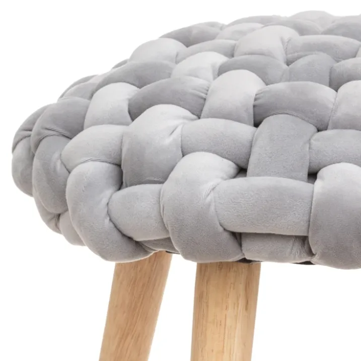 Tabouret déco en tricot de velours