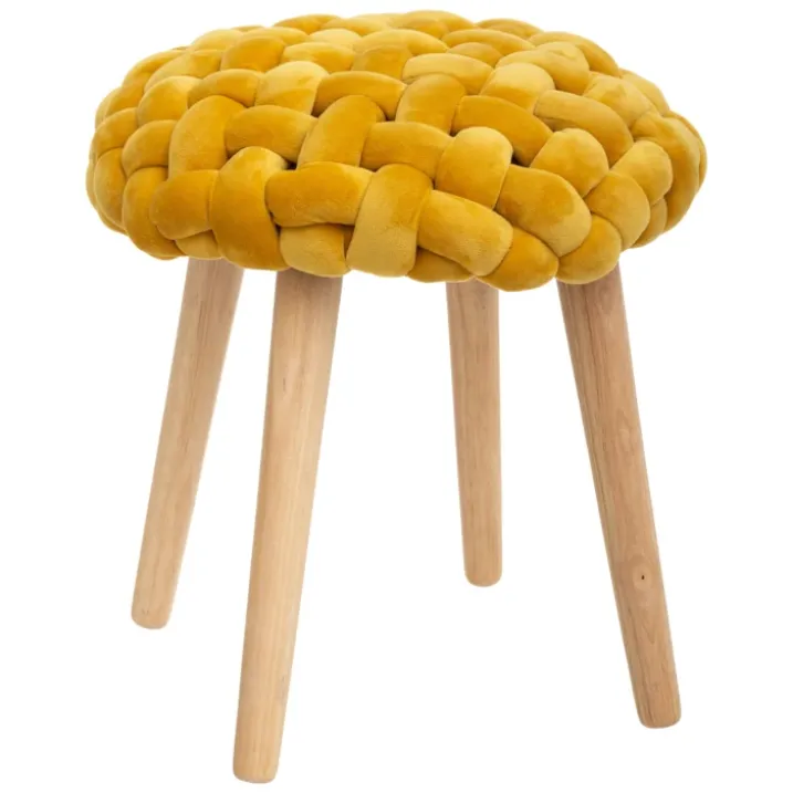 Tabouret déco en tricot de velours