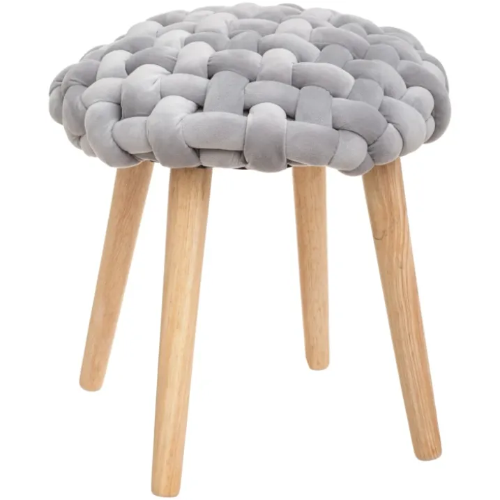 Tabouret déco en tricot de velours