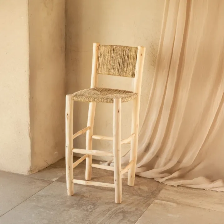 Tabouret de bar bois dossier aligné