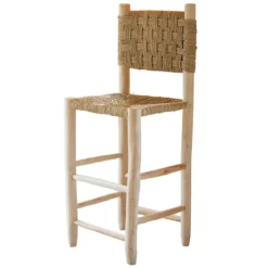 Tabouret de bar bois dossier damier