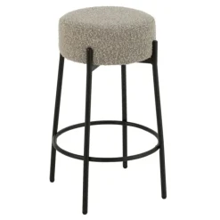 Tabouret de bar en tissu bouclette et métal