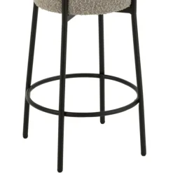 Tabouret de bar en tissu bouclette et métal