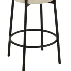 Tabouret de bar en tissu bouclette et métal