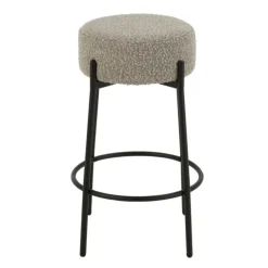 Tabouret de bar en tissu bouclette et métal
