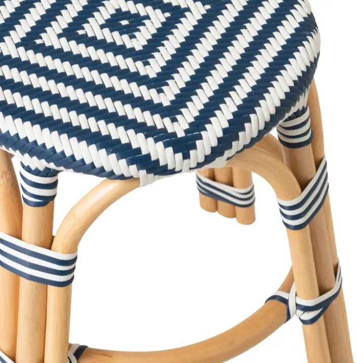 Tabouret de jardin en rotin tressé