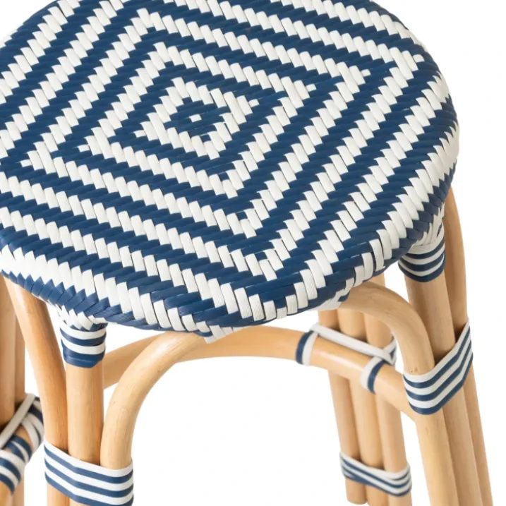 Tabouret de jardin en rotin tressé