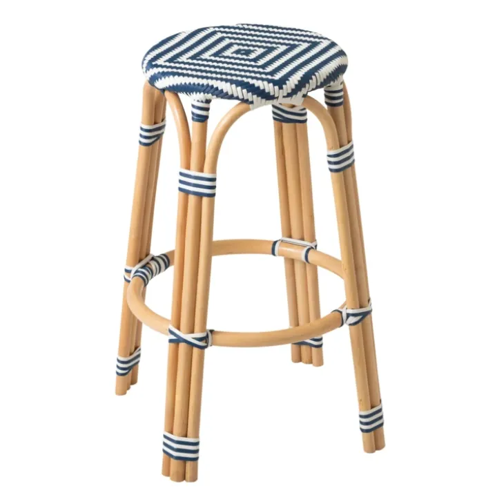 Tabouret de jardin en rotin tressé