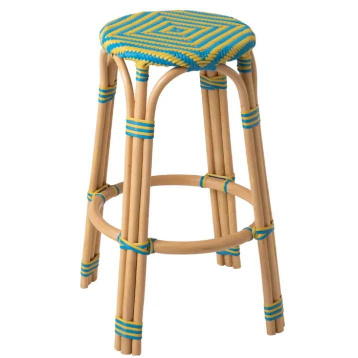 Tabouret de jardin en rotin tressé