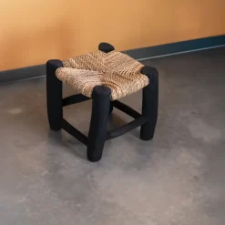 Tabouret marocain noir en bois