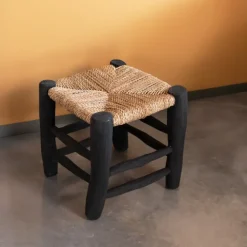 Tabouret marocain noir en bois