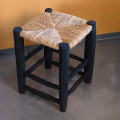 Tabouret marocain noir en bois