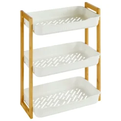 Étagère de rangement 3 niveaux bambou et plastique