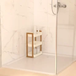Étagère de rangement 3 niveaux bambou et plastique